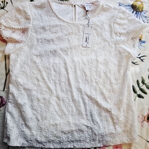 Liz Claiborne White Lace Short Sleeve Size XL